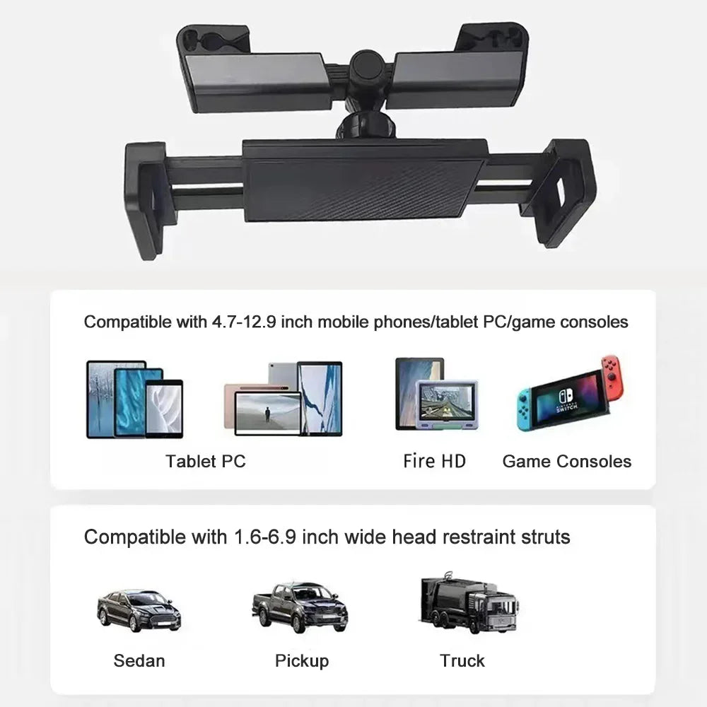 Car Headrest Tablet Mount Holder Clips 360 For Backseat